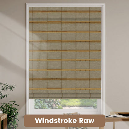 Kincmo Natural Jute Motorized Woven Wood Shades 50%/70%/100% Blackout - Designer