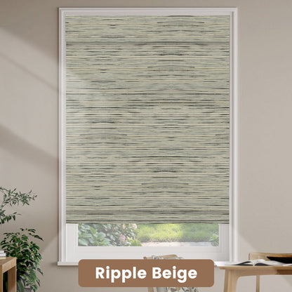Kincmo Natural Jute Motorized Woven Wood Shades 50%/70%/100% Blackout - Designer