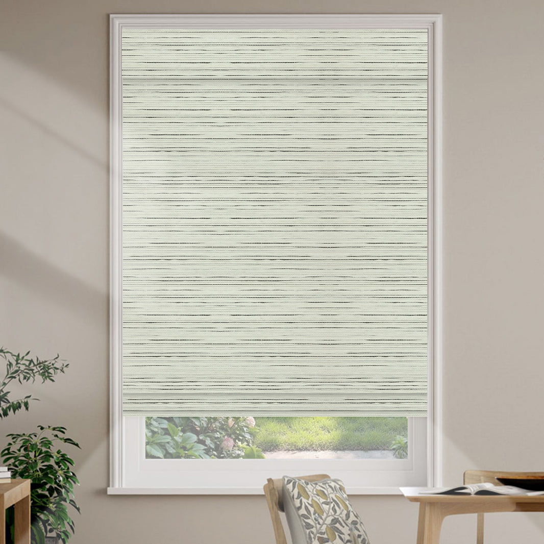 Kincmo Natural Jute Motorized Woven Wood Shades 50%/70%/100% Blackout - Designer