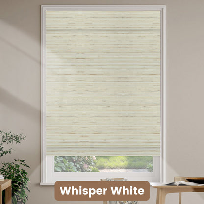 Kincmo Natural Jute Motorized Woven Wood Shades 50%/70%/100% Blackout - Designer