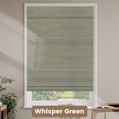 Kincmo Natural Jute Motorized Woven Wood Shades 50%/70%/100% Blackout - Designer