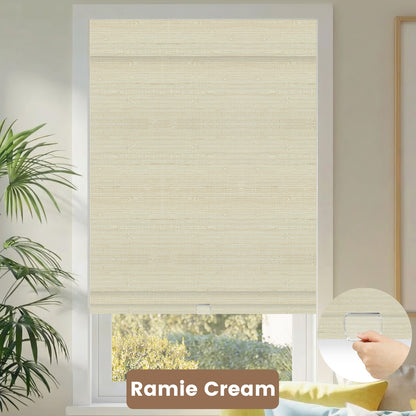 Kincmo Cordless Woven Wood Shades 50%/70%/100% Blackout - Natural Rustic
