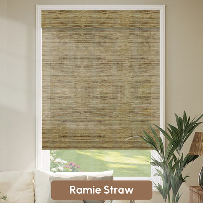 Kincmo Motorized Woven Wood Shades 50%/70%/100% Blackout - Organic Texture