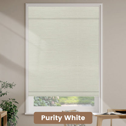 Kincmo Natural Jute Motorized Woven Wood Shades 50%/70%/100% Blackout - Designer