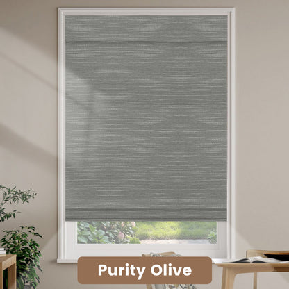 Kincmo Natural Jute Motorized Woven Wood Shades 50%/70%/100% Blackout - Designer