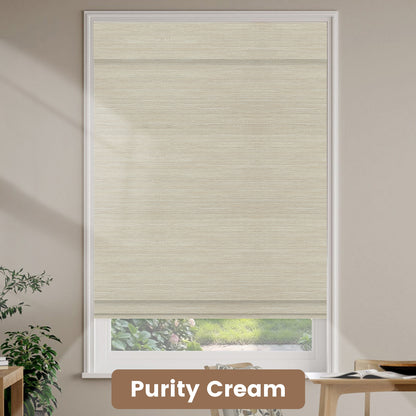 Kincmo Natural Jute Motorized Woven Wood Shades 50%/70%/100% Blackout - Designer