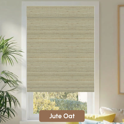 Kincmo Motorized Woven Wood Shades 50%/70%/100% Blackout - Natural Rustic