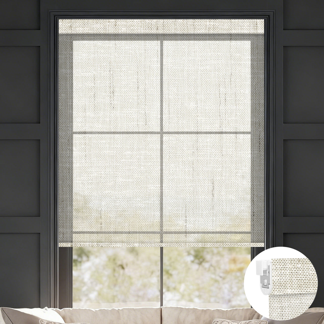 Kincmo No Drill Shades, Motorized 50% Blackout Light Filtering - Sheer