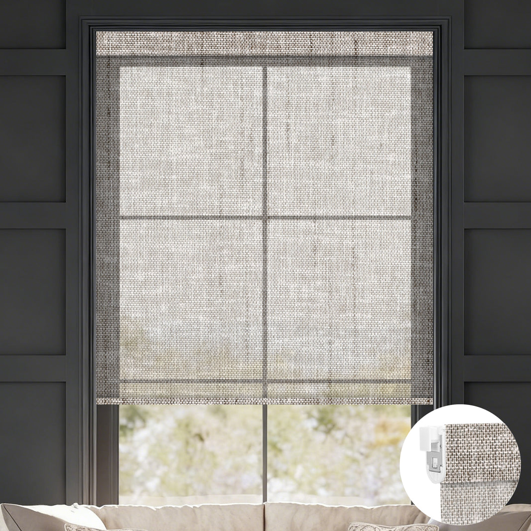 Kincmo No Drill Shades, Motorized 50% Blackout Light Filtering - Sheer