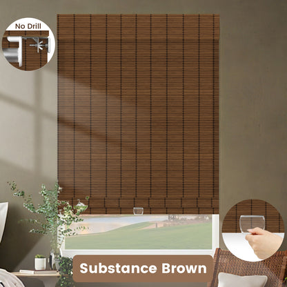 Kincmo No Drill Cordless 100% Bamboo Shades 50%/70%/100% Blackout - Pure Bamboo