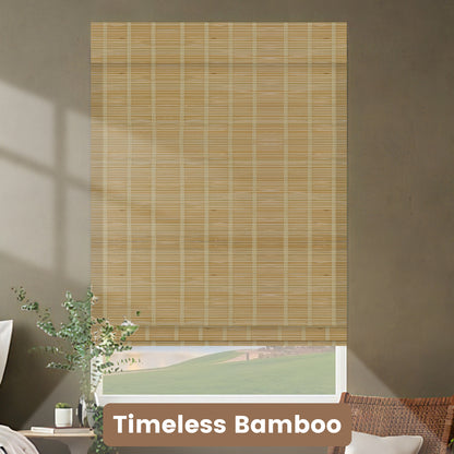 Kincmo Motorized 100% Bamboo Shades 50%/70%/100% Blackout - Pure Bamboo