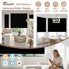 Kincmo Motorized Roller Shades 100% Blackout - Pure