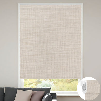 Kincmo No Drill Roller Shades, Motorized 100% Blackout - Weave