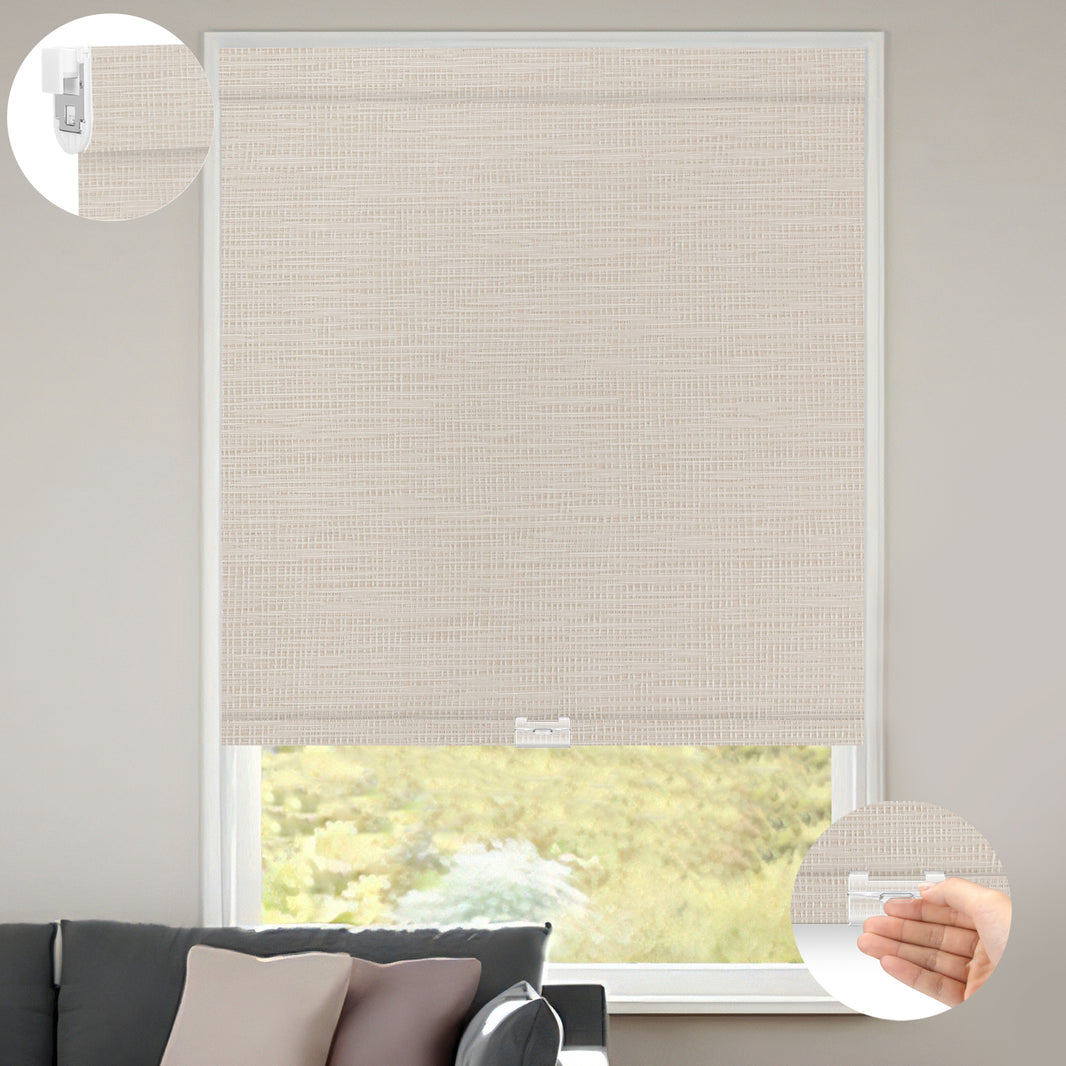Kincmo No Drill Cordless Roller Shades 100% Blackout - Weave