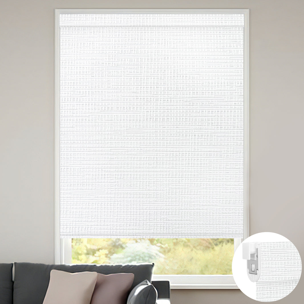 Kincmo No Drill Roller Shades, Motorized 100% Blackout - Weave