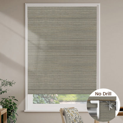 Kincmo No Drill Woven Wood Shades, Motorized 50%/70%/100% Blackout - Designer