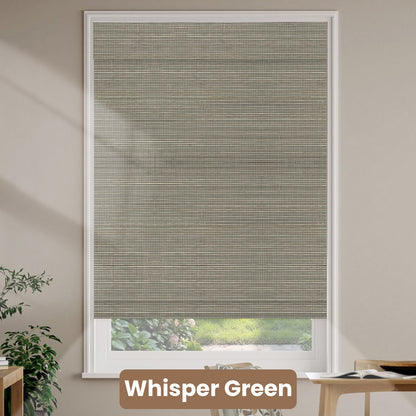 Kincmo Motorized Natural Woven Wood Shades 50%/70%/100% Blackout - Designer
