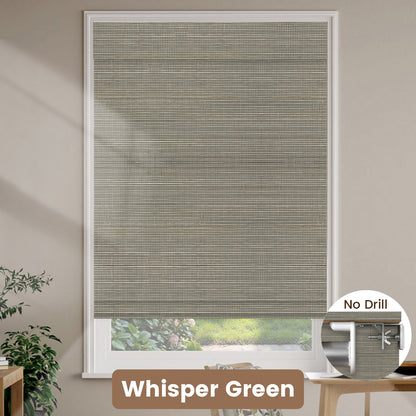 Kincmo No Drill Woven Wood Shades, Motorized 50%/70%/100% Blackout - Designer