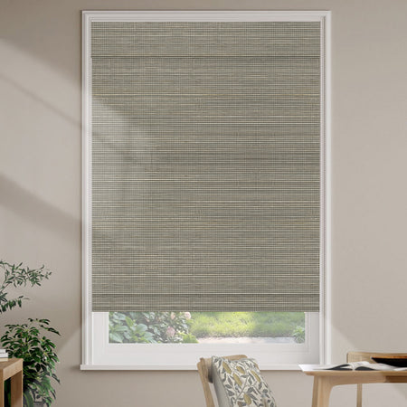 Kincmo Motorized Natural Woven Wood Shades 50%/70%/100% Blackout - Designer