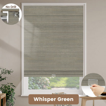 Kincmo No Drill Cordless Woven Wood Shades 50%/70%/100% Blackout - Designer