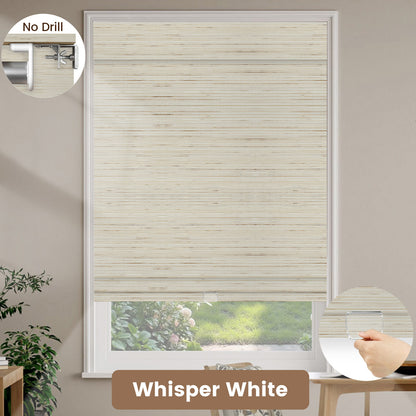 Kincmo No Drill Cordless Woven Wood Shades 50%/70%/100% Blackout - Designer