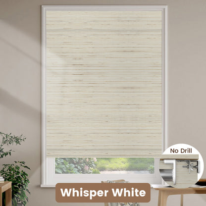 Kincmo No Drill Woven Wood Shades, Motorized 50%/70%/100% Blackout - Designer