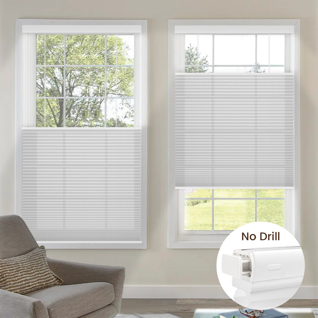 Kincmo No Drill Top Down Bottom Up Cellular Shades, Motorized Light Filtering