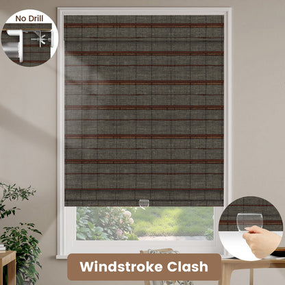 Kincmo No Drill Cordless Woven Wood Shades 50%/70%/100% Blackout - Designer