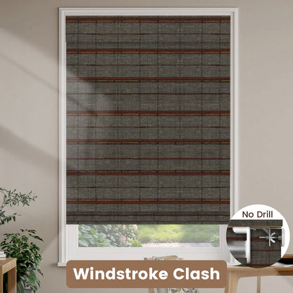 Kincmo No Drill Woven Wood Shades, Motorized 50%/70%/100% Blackout - Designer