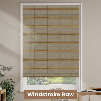 Kincmo Motorized Natural Woven Wood Shades 50%/70%/100% Blackout - Designer