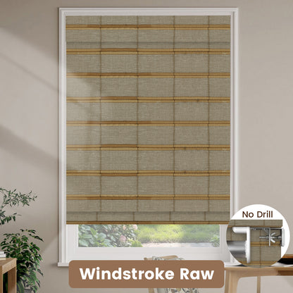 Kincmo No Drill Woven Wood Shades, Motorized 50%/70%/100% Blackout - Designer