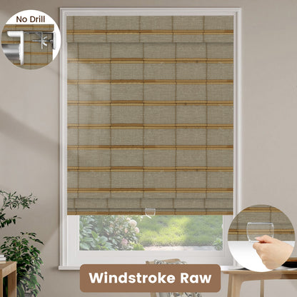 Kincmo No Drill Cordless Woven Wood Shades 50%/70%/100% Blackout - Designer