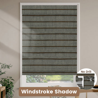 Kincmo No Drill Woven Wood Shades, Motorized 50%/70%/100% Blackout - Designer