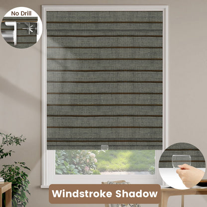 Kincmo No Drill Cordless Woven Wood Shades 50%/70%/100% Blackout - Designer