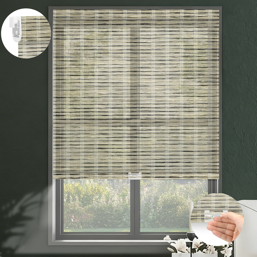 Kincmo No Drill Cordless Light Filtering Roller Shades 50% Blackout - Woven