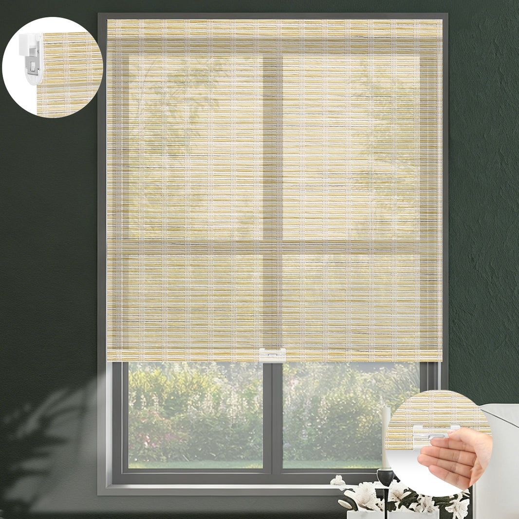 Kincmo No Drill Cordless Light Filtering Roller Shades 50% Blackout - Woven