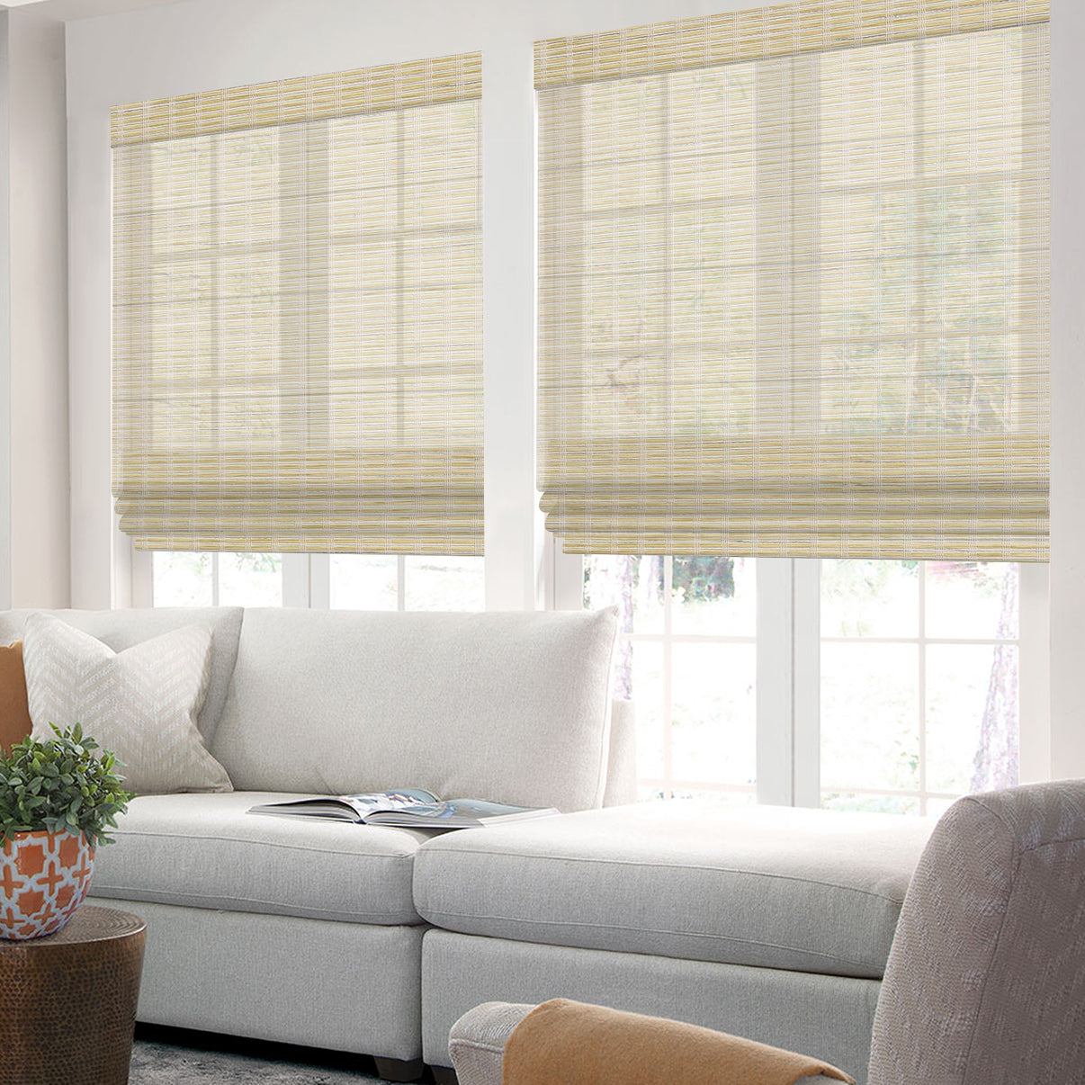 cordless woven roman shades