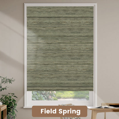 Kincmo Natural Jute Motorized Woven Wood Shades 50%/70%/100% Blackout - Designer