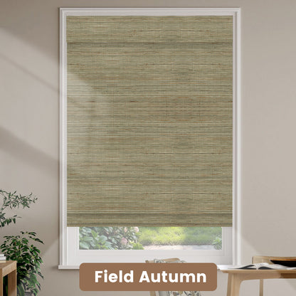 Kincmo Natural Jute Motorized Woven Wood Shades 50%/70%/100% Blackout - Designer