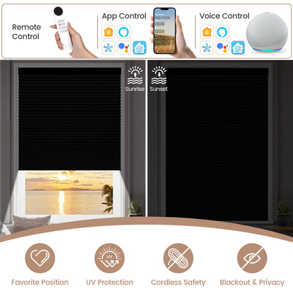 Kincmo Energy-Saving, 100% Blackout Motorized Cellular Shades | Double-Cell