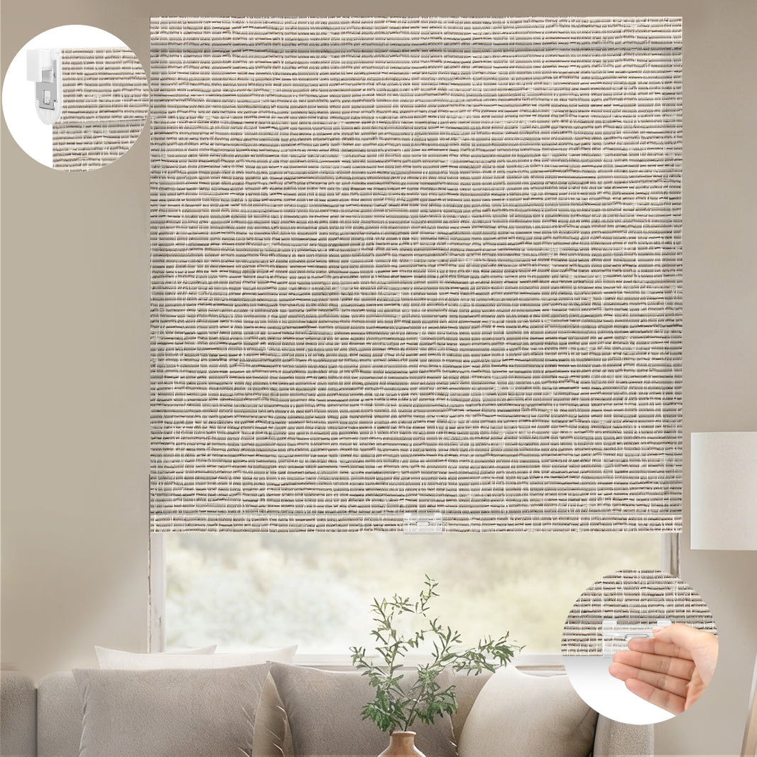 Kincmo No Drill Cordless Light Filtering Roller Shades 75% Blackout - Classic