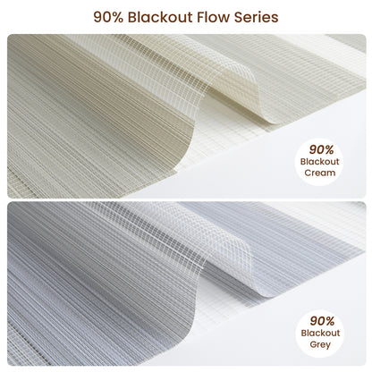 Kincmo No Drill Zebra Shades, Motorized 90% Blackout - Flow