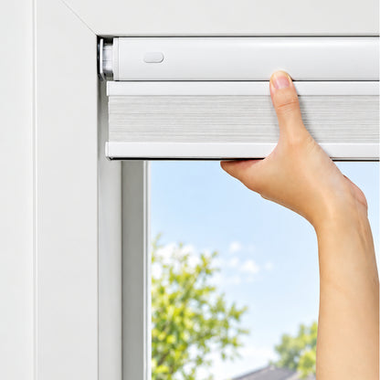 Kincmo No Drill Top Down Bottom Up Cellular Shades, Motorized 100% Blackout