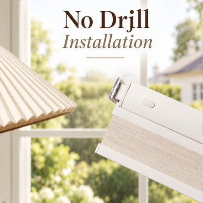 Kincmo No Drill Top Down Bottom Up Cellular Shades, Motorized 100% Blackout