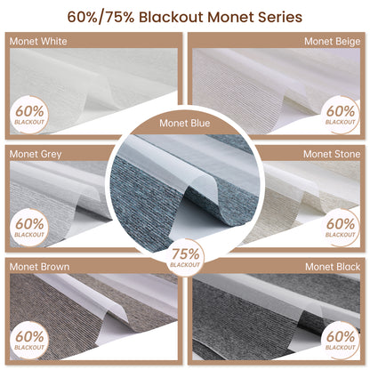 Kincmo Motorized Zebra Shades 60%/75% Blackout - Monet